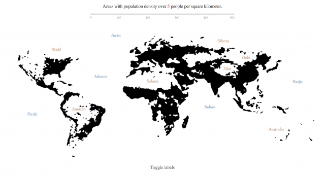 Folium: The World's Population Density, Visualized via Gizmodo