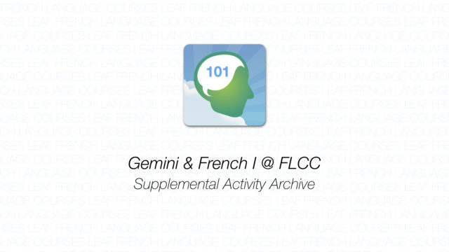 Gemini - French I - Supplemental Activity Archive